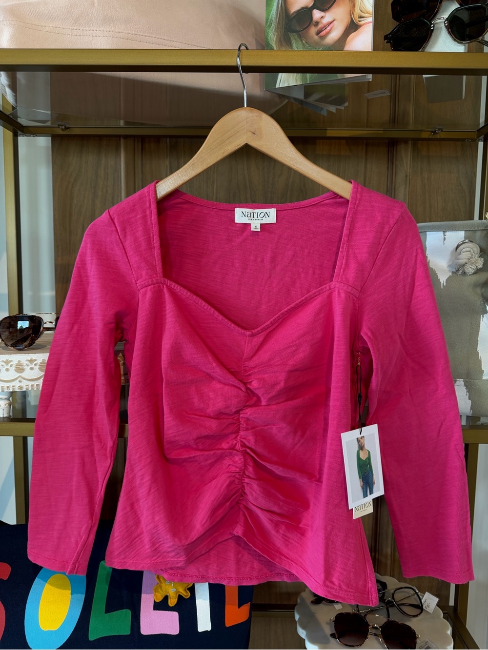 Nation LTD Hot Pink Ruched Short-Sleeve Tee